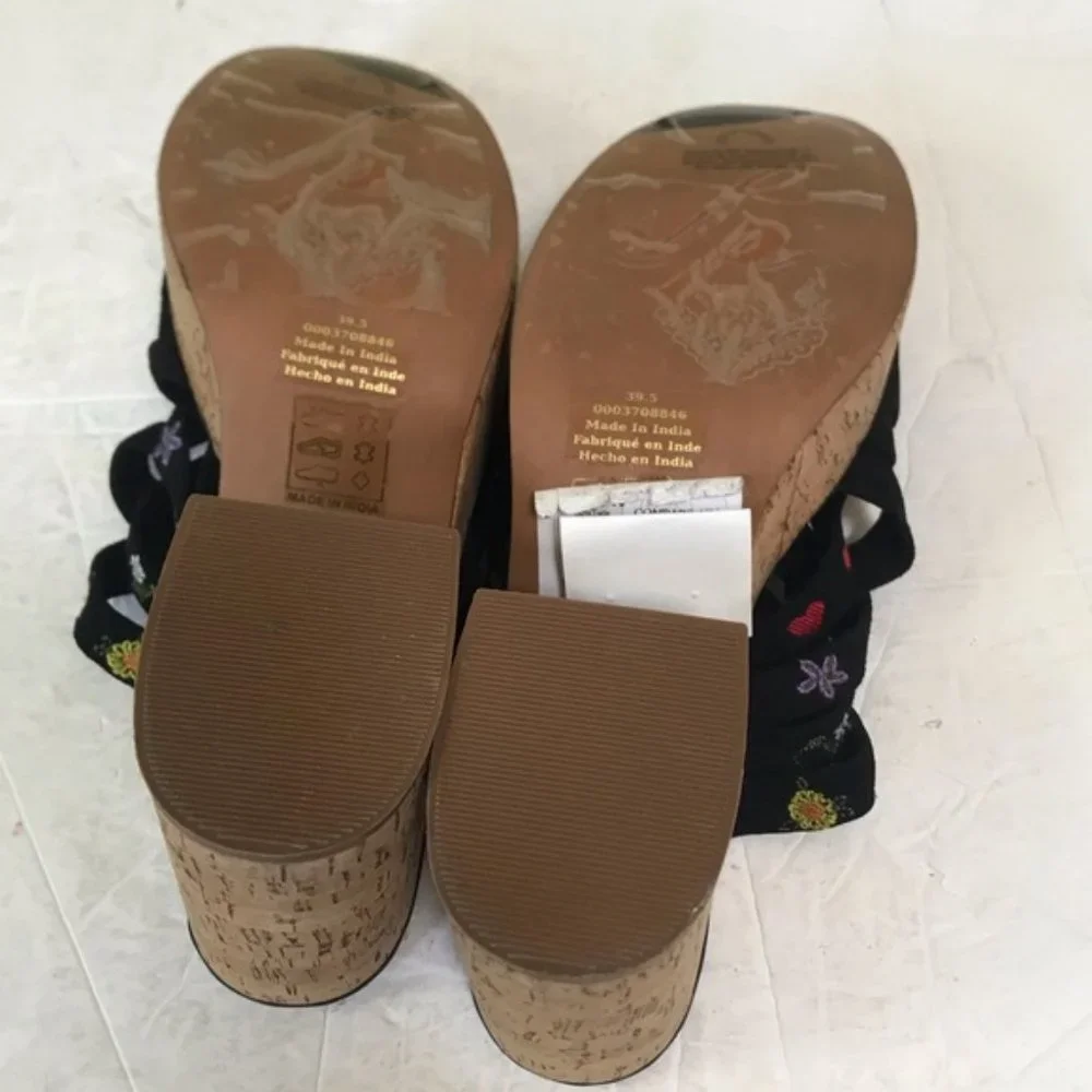 Free People NEW Lisbon Platform Heels Floral Suede Platform Mules Sandals Clog 9 - Picture 5 of 16